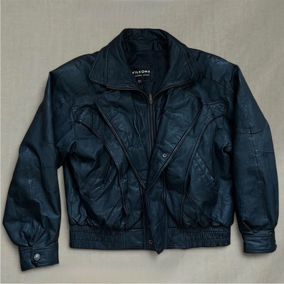 Vintage oversized dolman sleeve leather bomber biker moto jacket